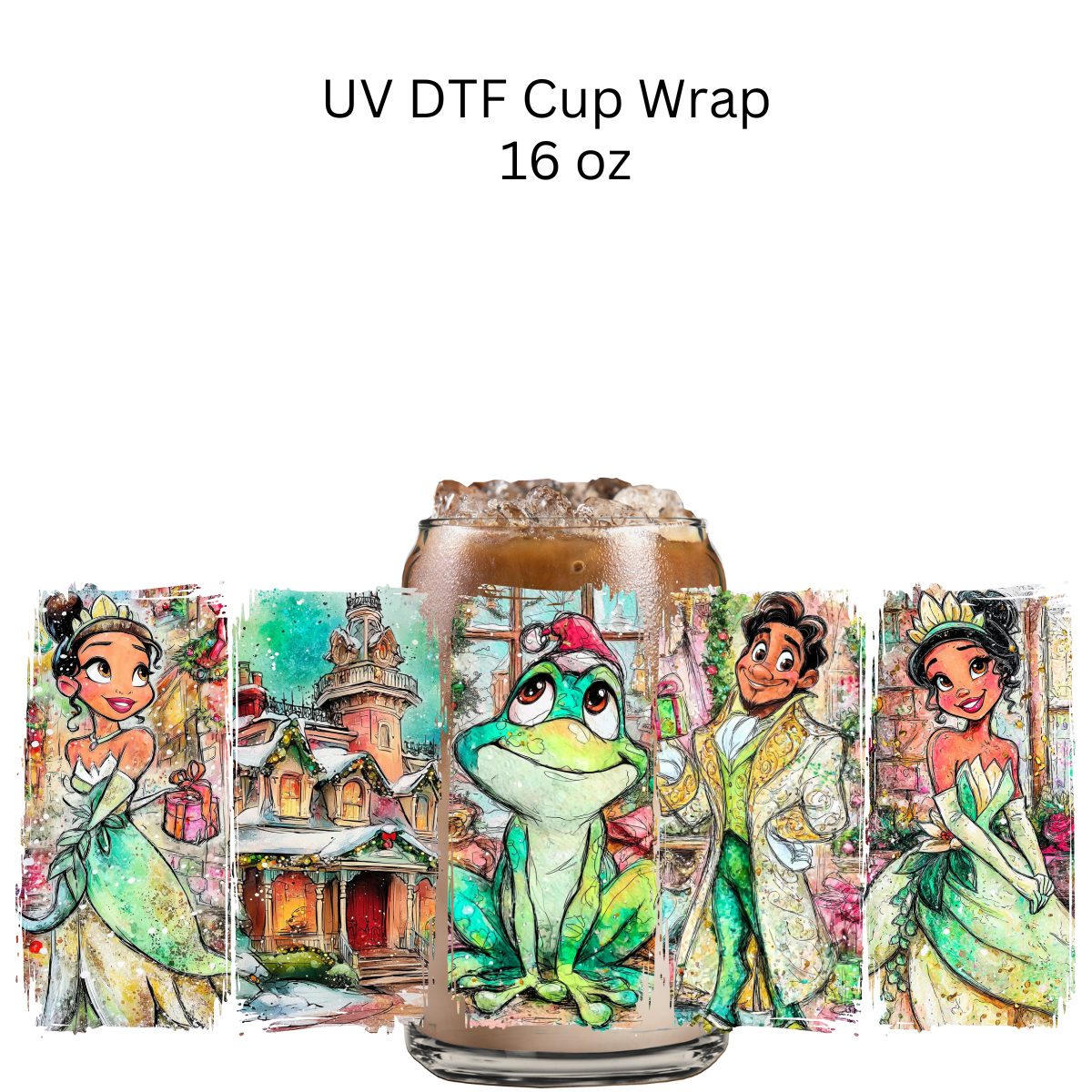 Frog Princess Christmas UV DTF Cup Wrap