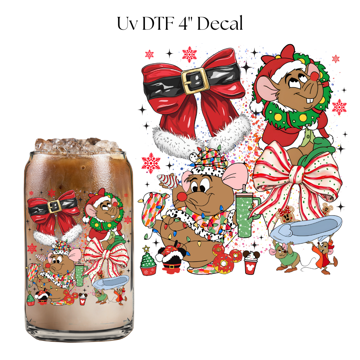 Christmas Mouse 4” UV DTF Decal