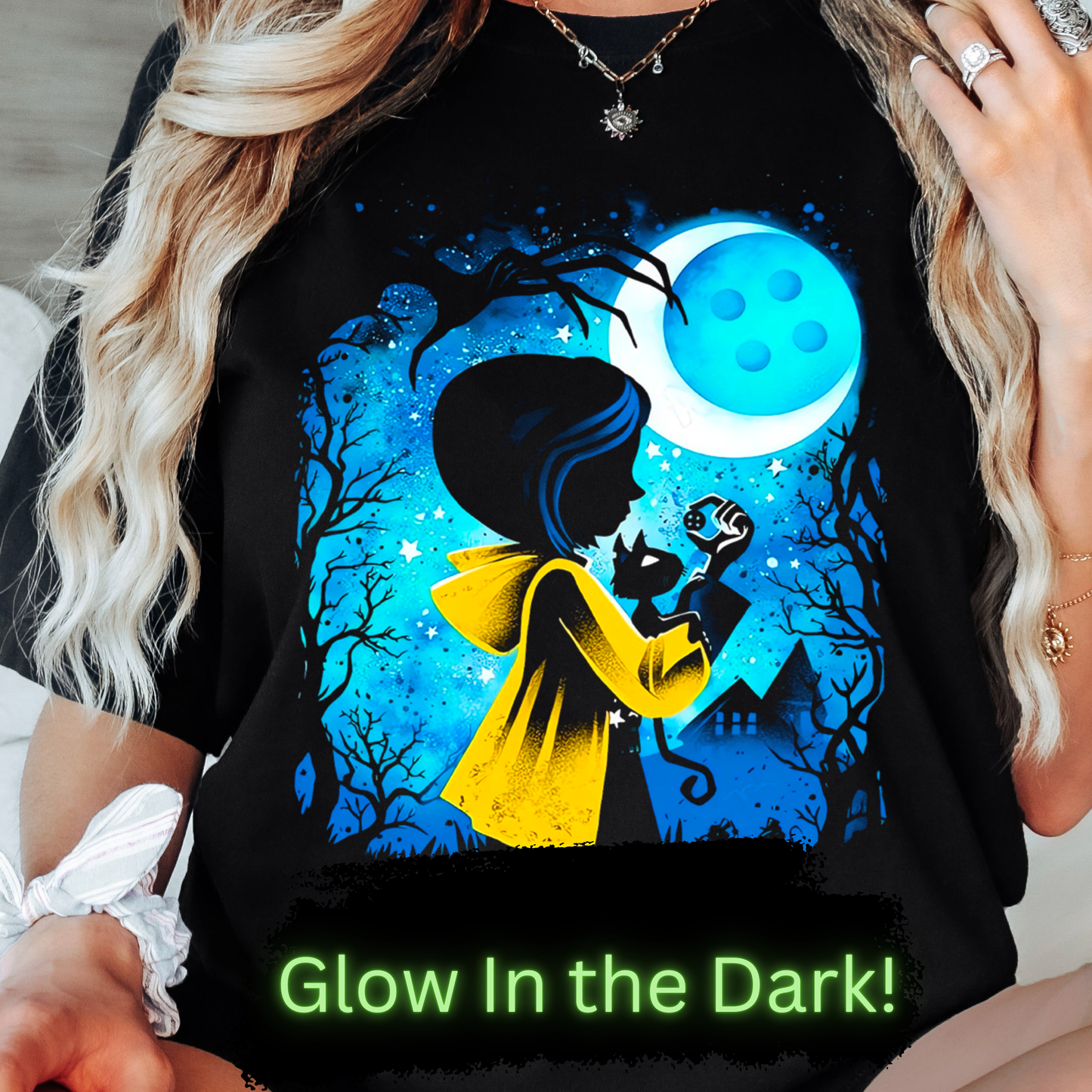 GOOD Cora Girl DTF Transfer GLOW IN THE DARK (press on black garment)