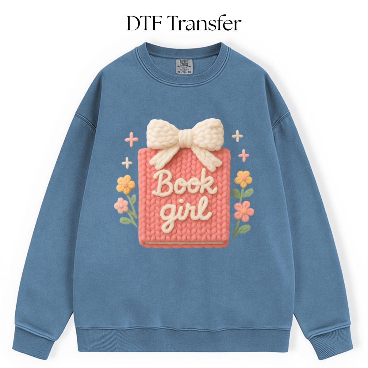 Book Girl Faux Yarn DTF Transfer