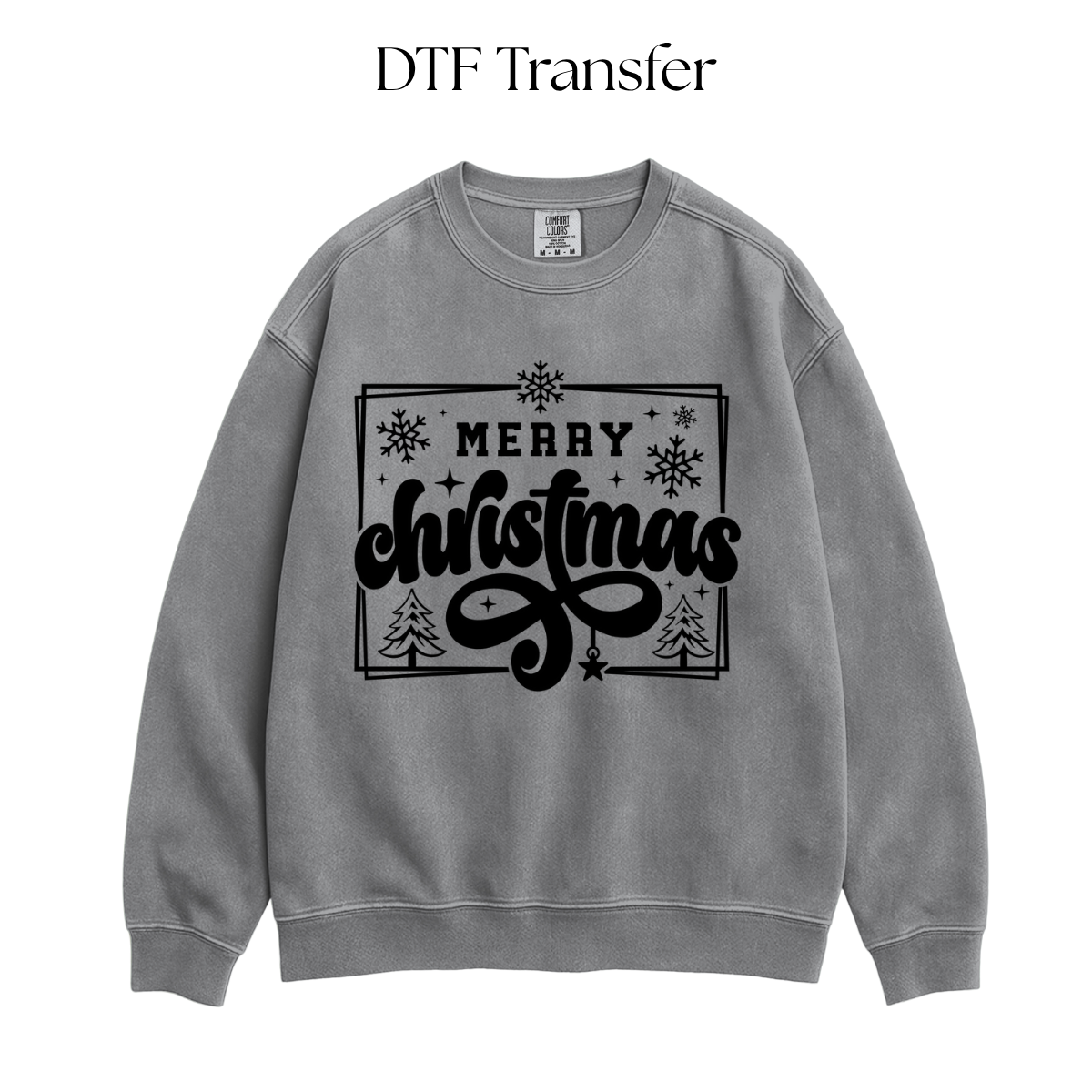 Merry Christmas Black Single Color DTF Transfer