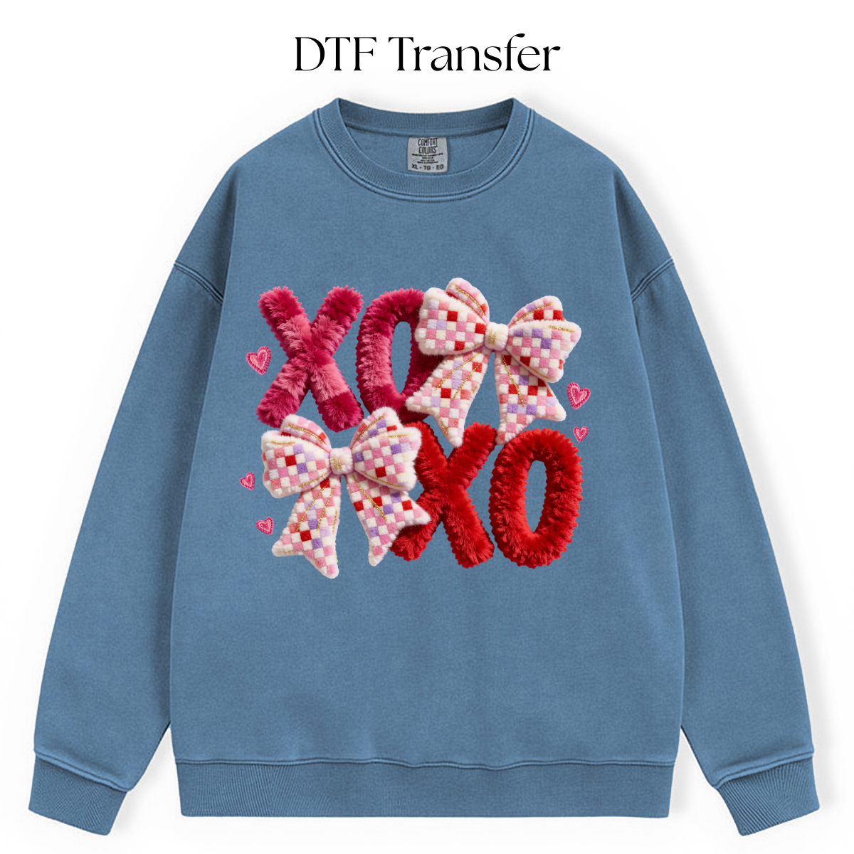 XOXO Bows Faux Yarn DTF Transfer
