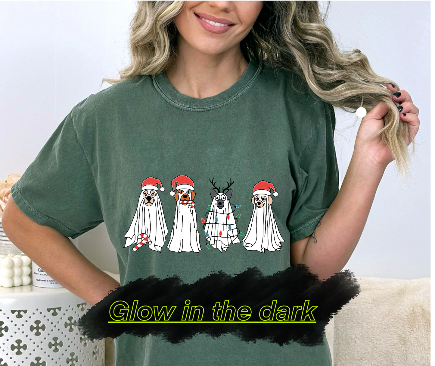 GOOD Dogs On Christmas DTF Transfer GLOW IN THE DARK
