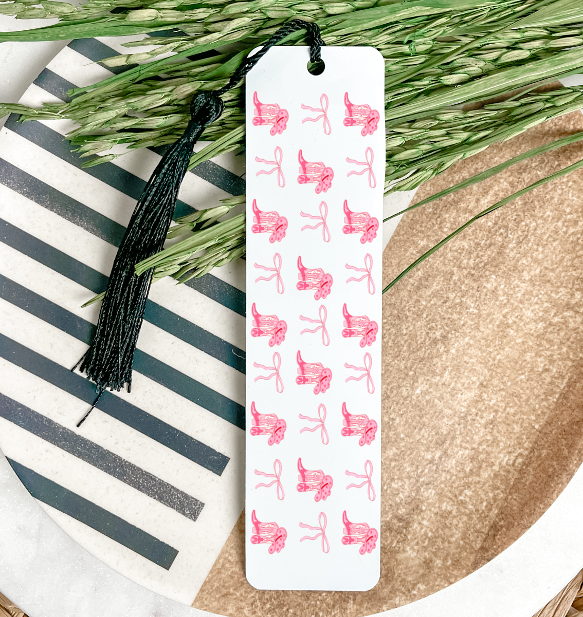 Pink Boots & Bows Bookmark UV DTF Transfer