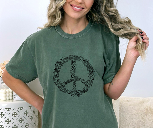 Floral Peace Sign Screen Print