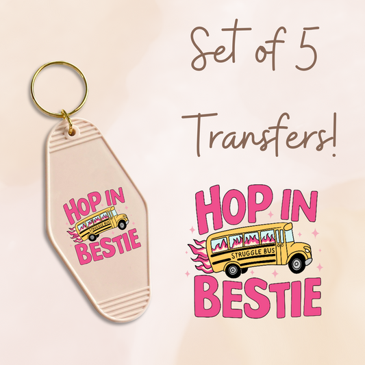 Hop In Bestie MOTEL KEYCHAIN Transfer