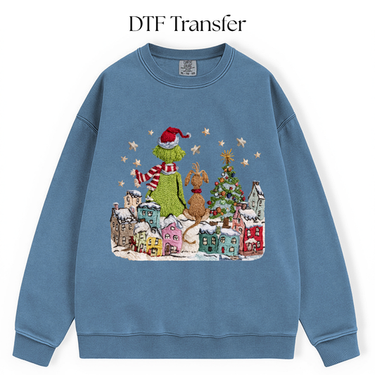 Green Monster Town Faux Patch DTF Transfer