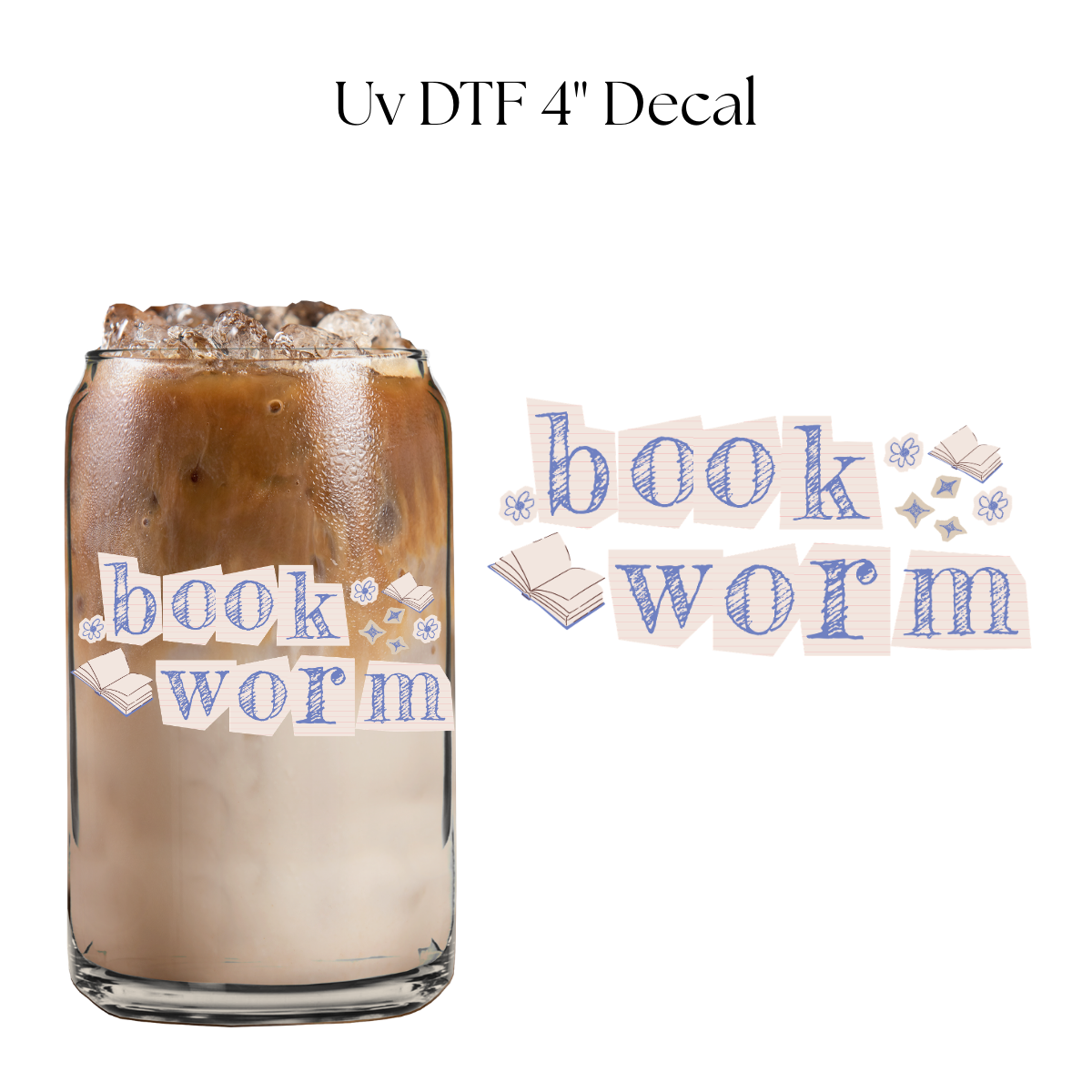 Book Worm 4” UV DTF Decal