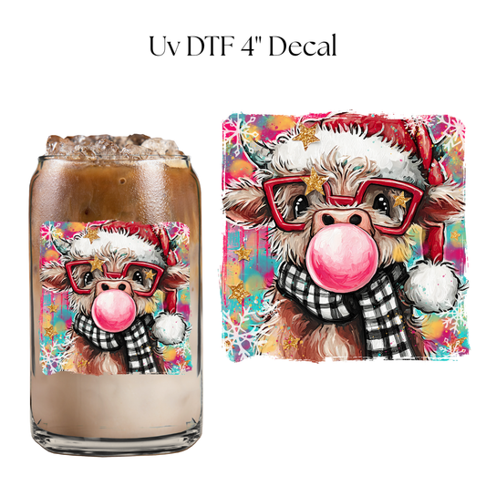 Christmas Cow Gum 4” UV DTF Decal