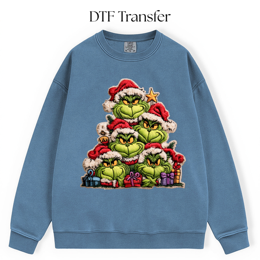 Green Monster Christmas Tree DTF Transfer