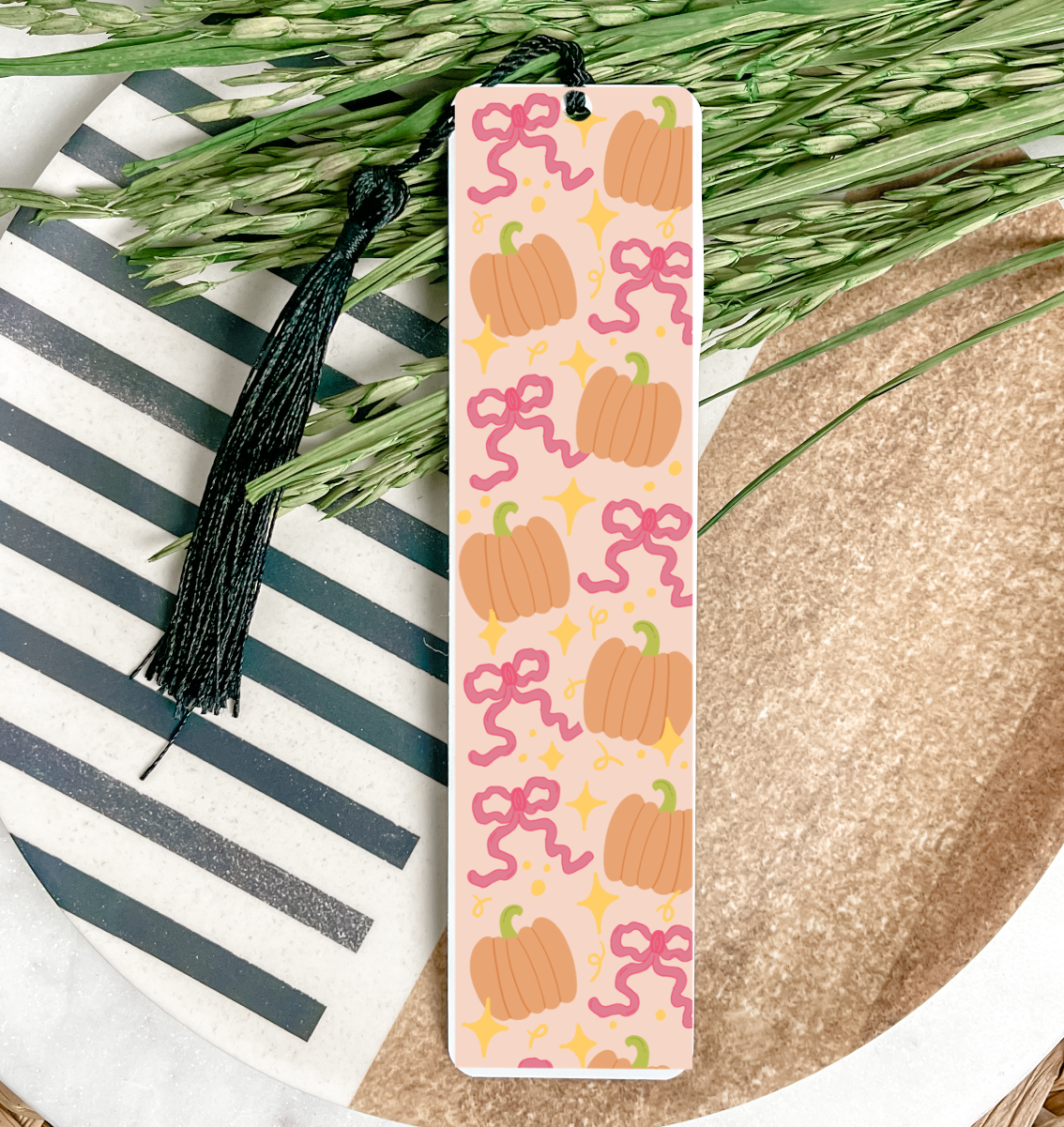 Pumpkin & Bows SEASONAL UV DTF Bookmark DOUBLE SIDED