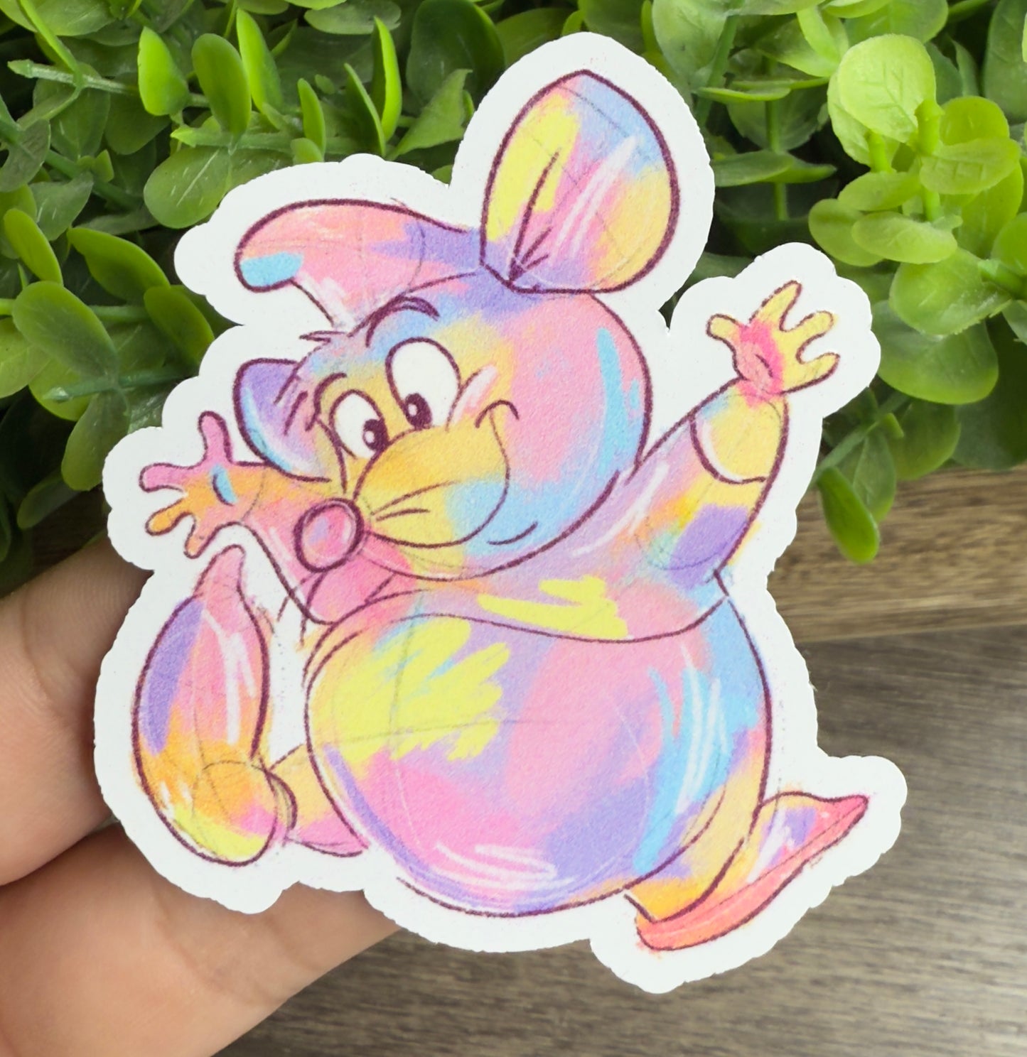 Gus The Mouse White Vinyl Sticker