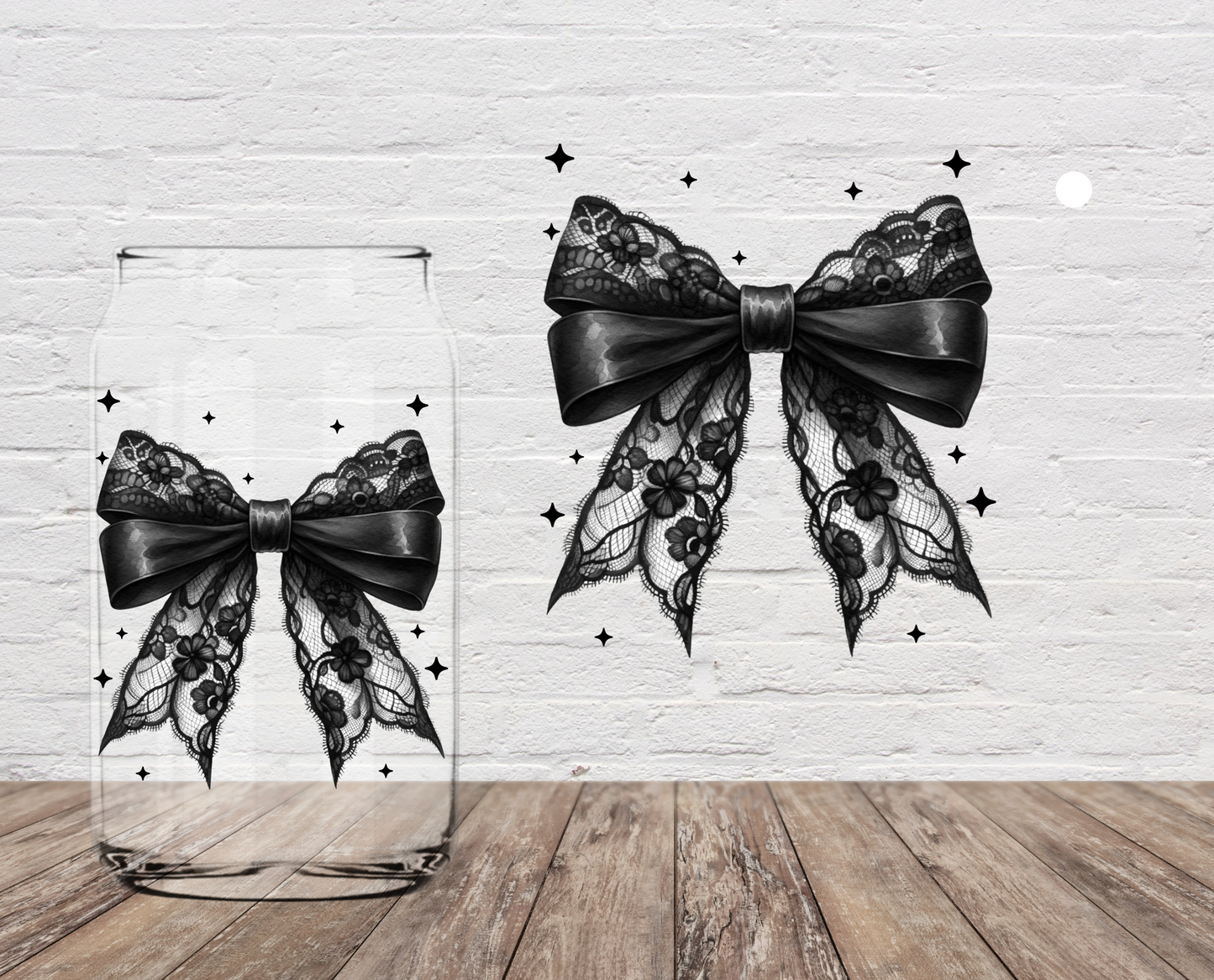 Stitched Black Bow 4" UV DTF