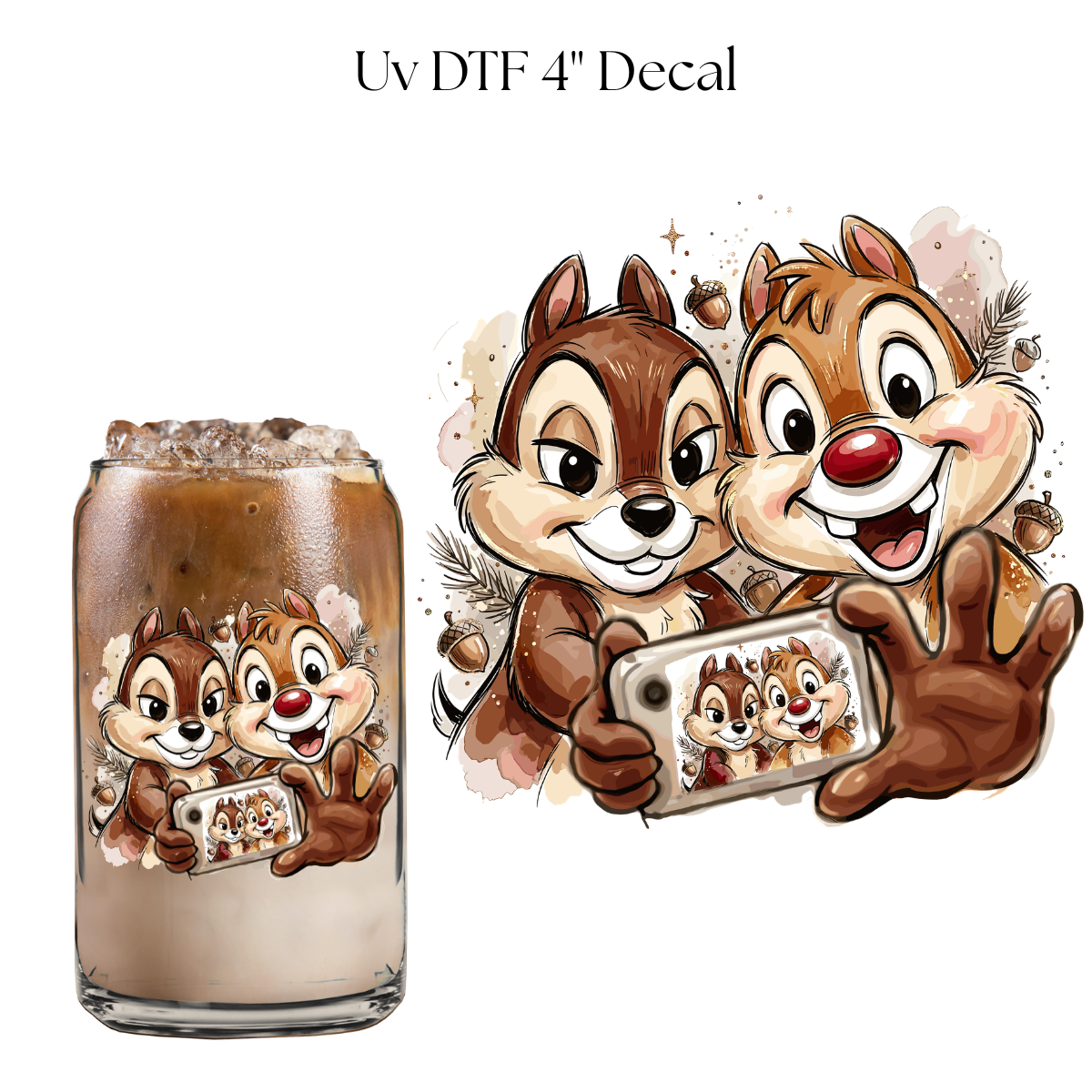 Enchanted Squirrels Selfie 4” UV DTF Cup Decal