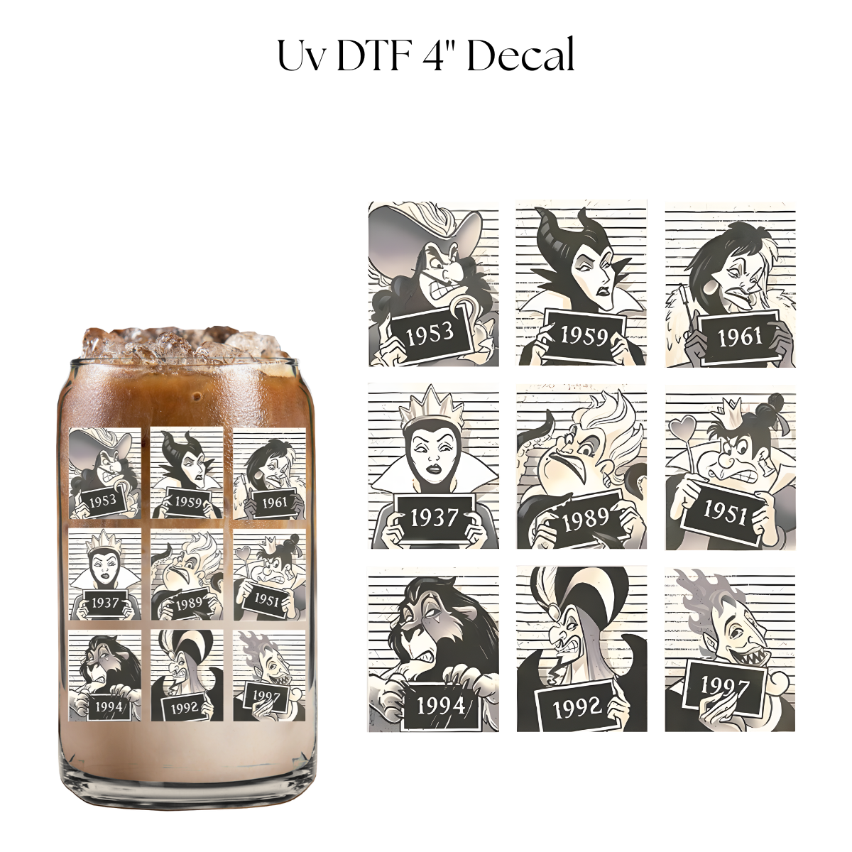 Evil Characters 4” UV DTF Cup Decal
