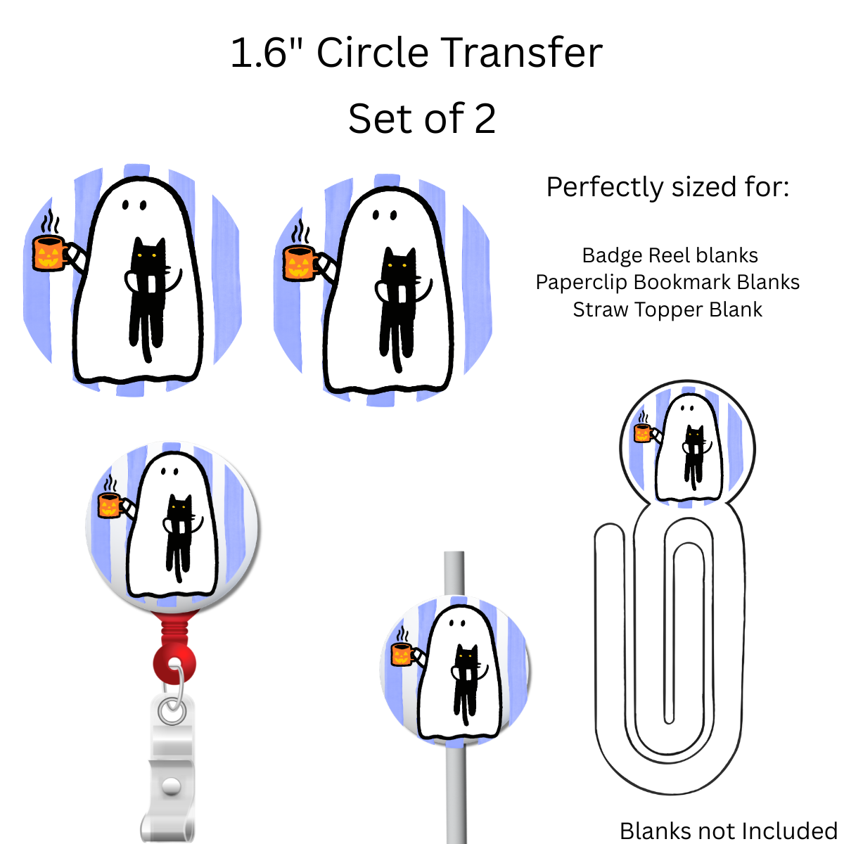 Ghost and Black Cat Stripes 1.6” UV DTF Transfer Set of 2