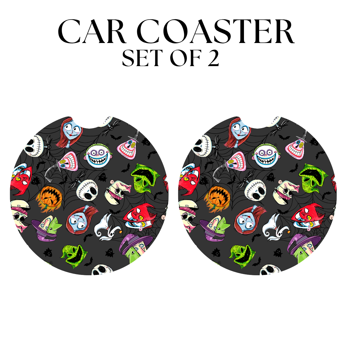 Nightmare Character Faces UV DTF Car Coaster