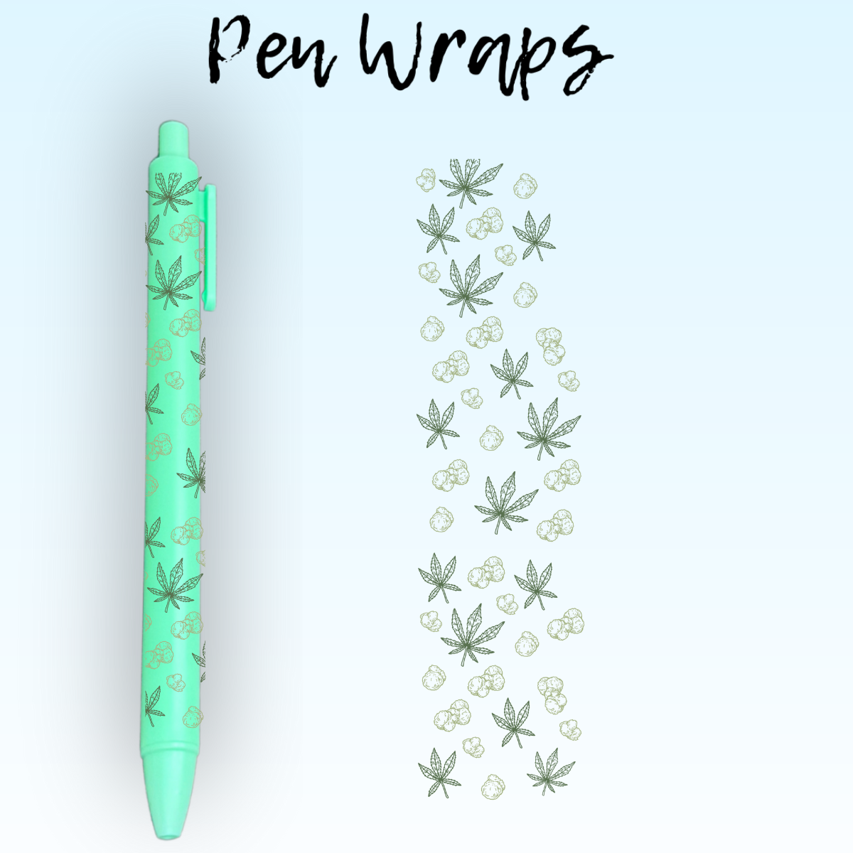 Green Plant UV DTF Wrap For Ballpoint Pen