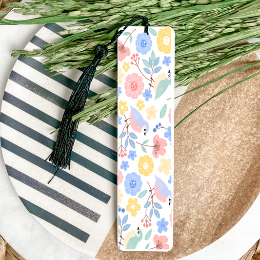 Birds and Flowers UV DTF Bookmark DOUBLE SIDED