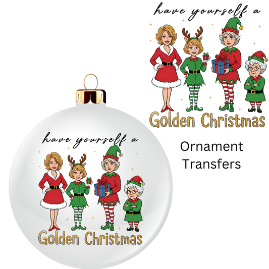 Golden Christmas Ornament Transfer UV DTF