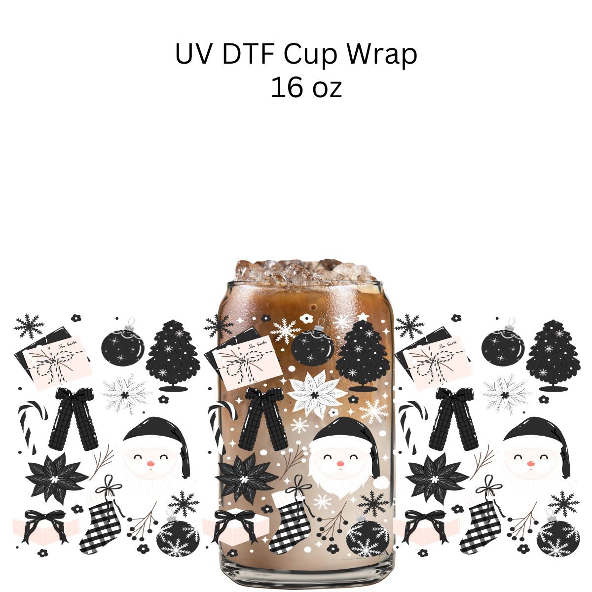 Black Christmas UV DTF Cup Wrap