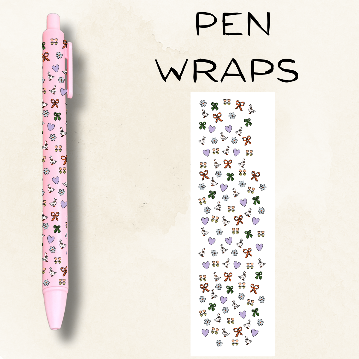 Ducks and Bows UV DTF Wrap For Ballpoint Pen