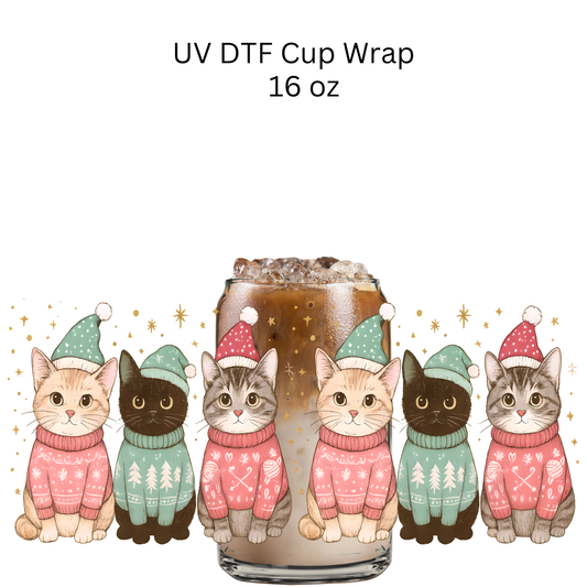 Christmas Cats UV DTF Cup Wrap