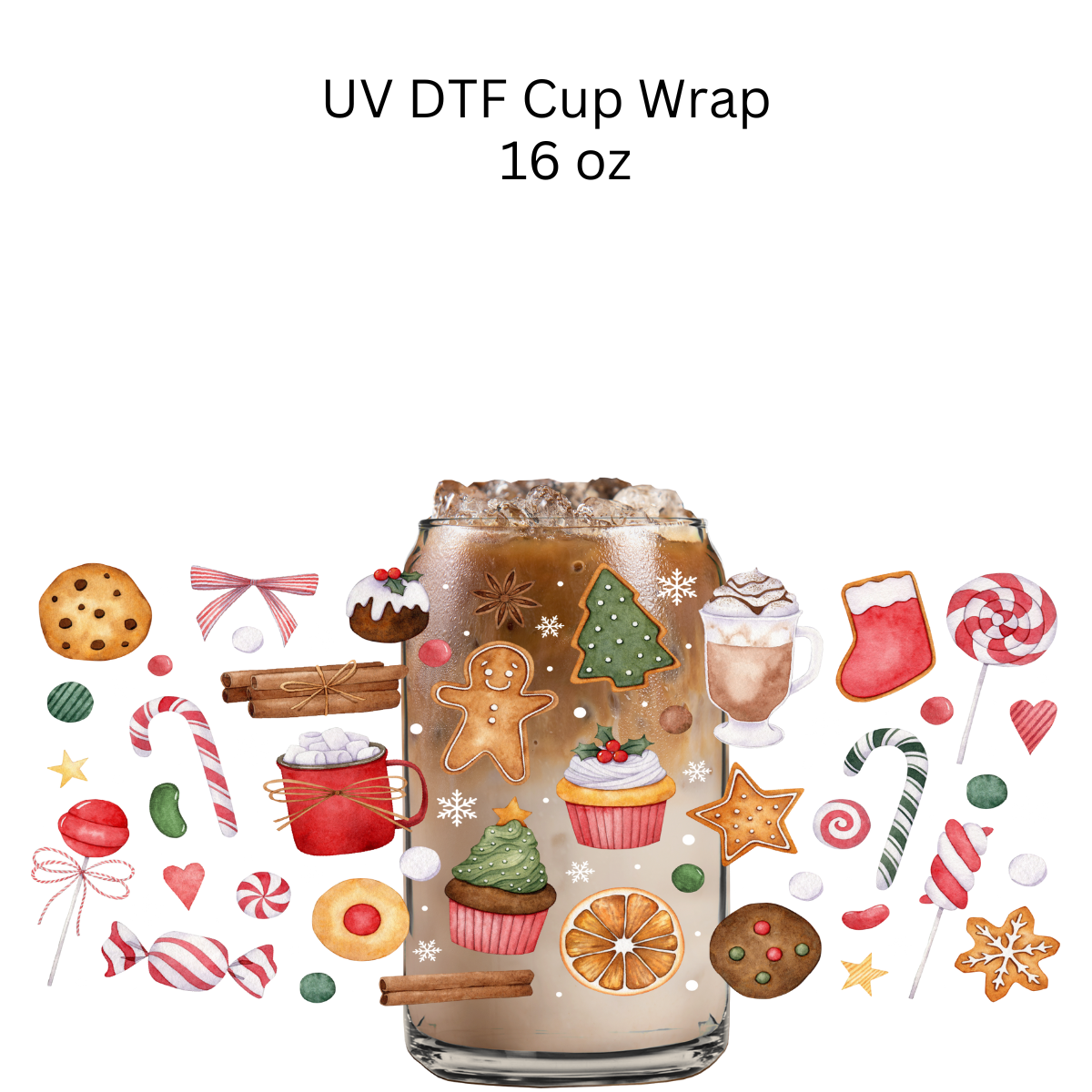 Christmas Cookies UV DTF Cup Wrap