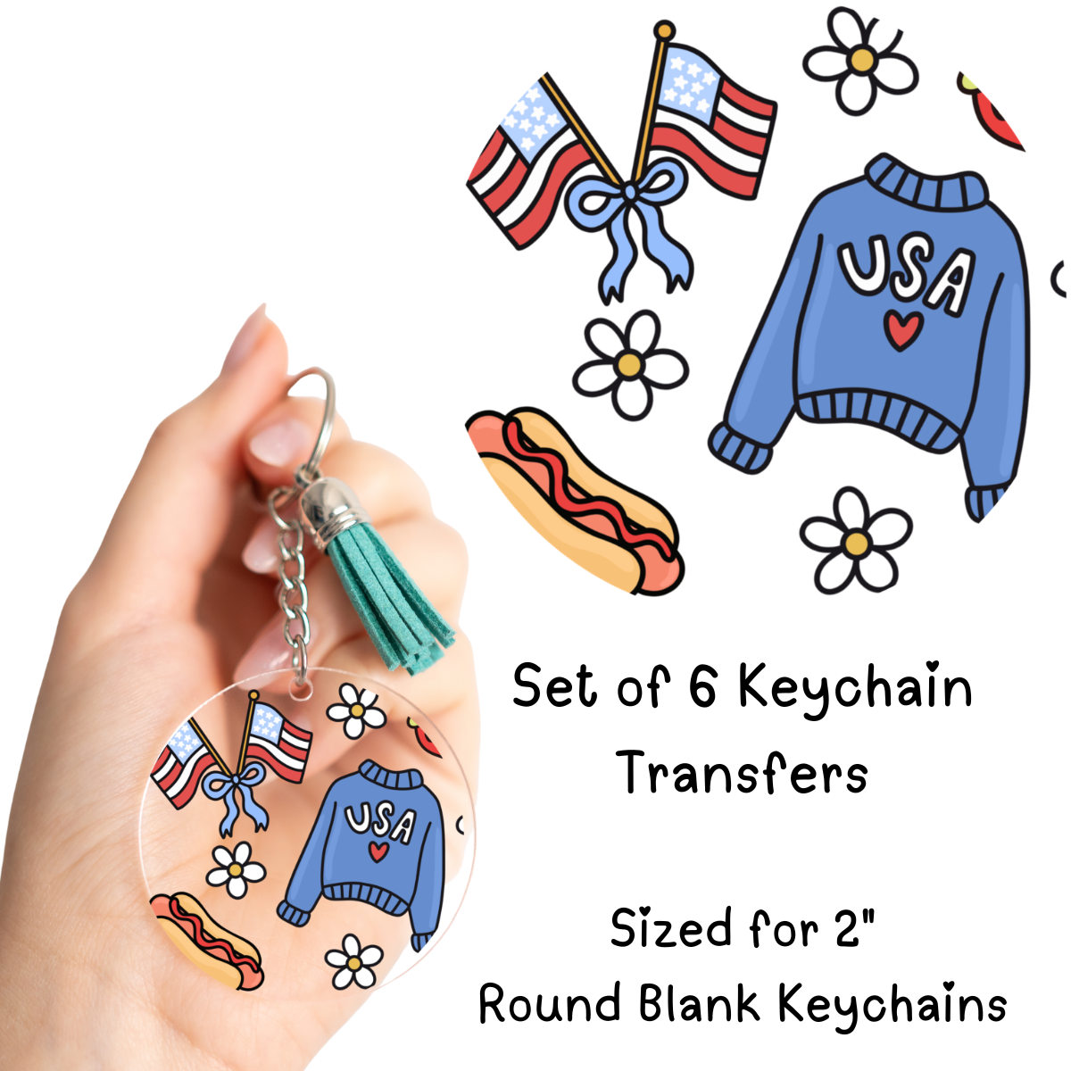 USA Sweatshirt Round Keychain Transfer