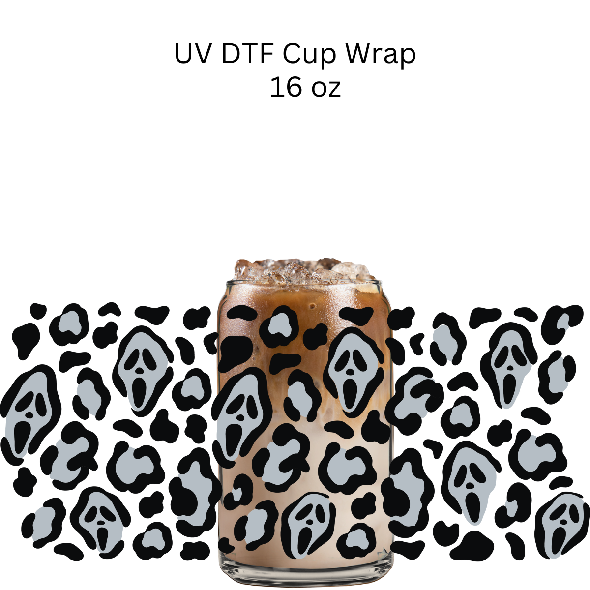 Scream Face Print UV DTF Cup Wrap