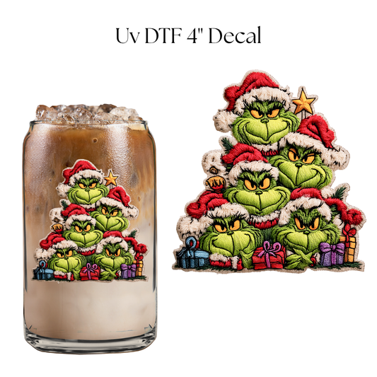 Green Monster Christmas Tree 4” UV DTF Decal