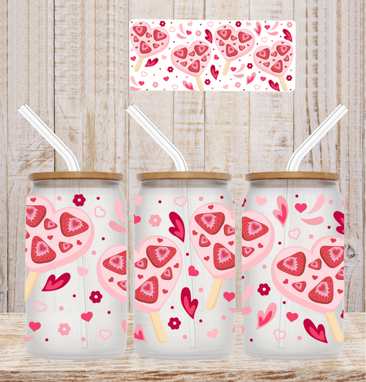 Strawberry Heart Popsicle UV DTF WRAP