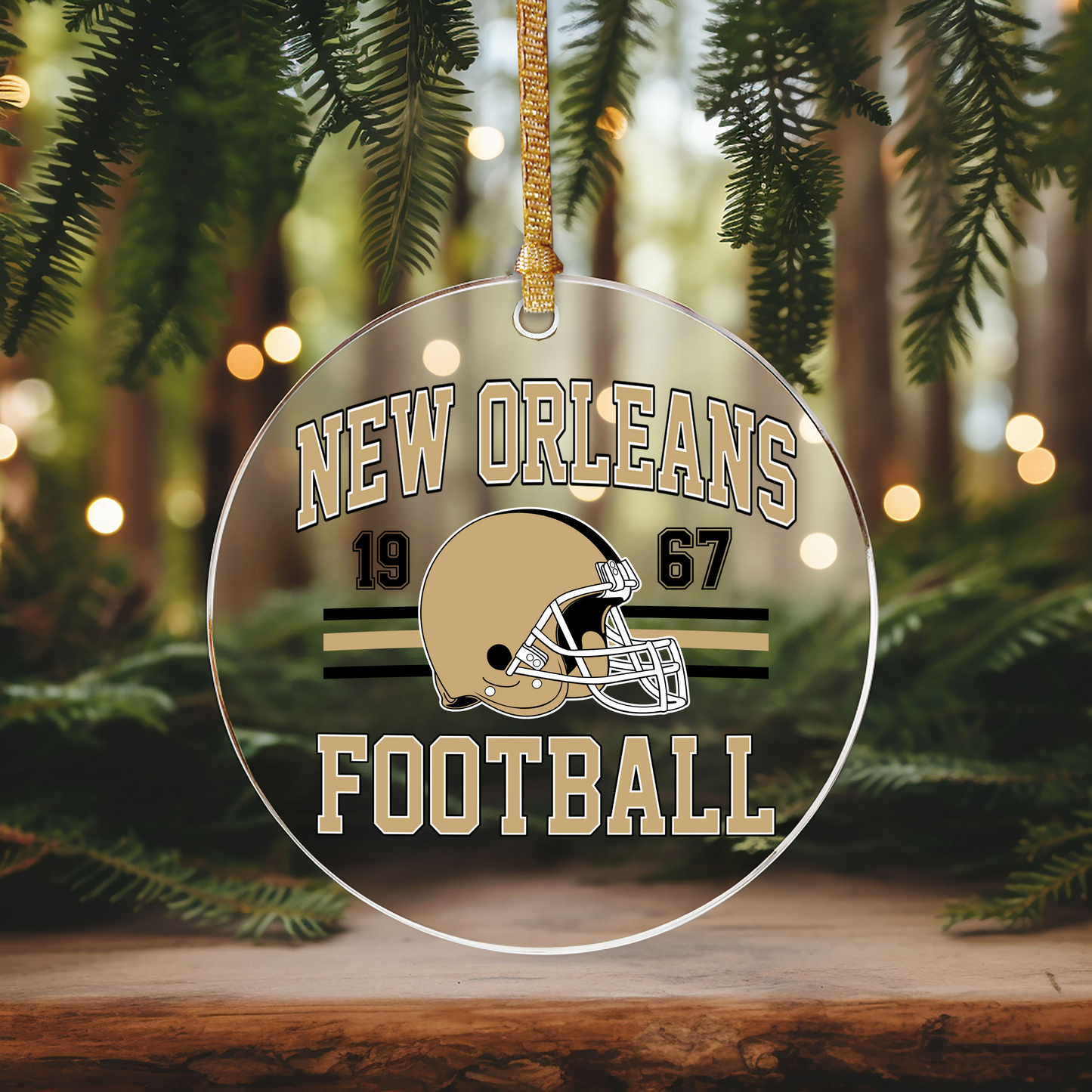 New Orleans Football Ornament Size LAST CHANCE UV DTF DOUBLE SIDED