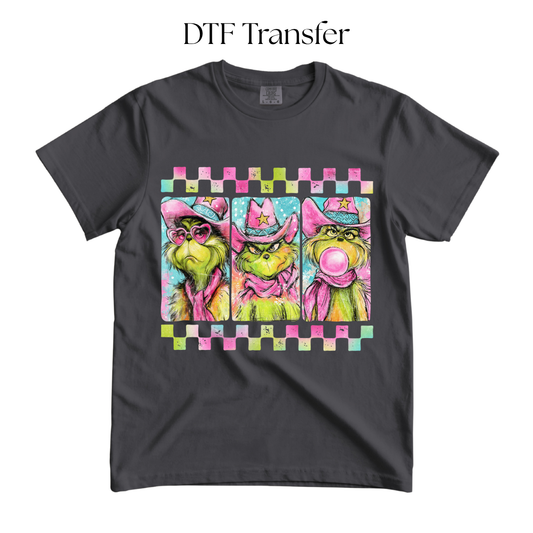 Green Monster Pink Frames DTF Transfer