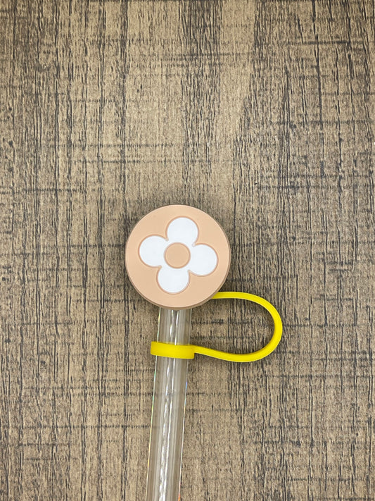 White Flower Silicone Straw Topper