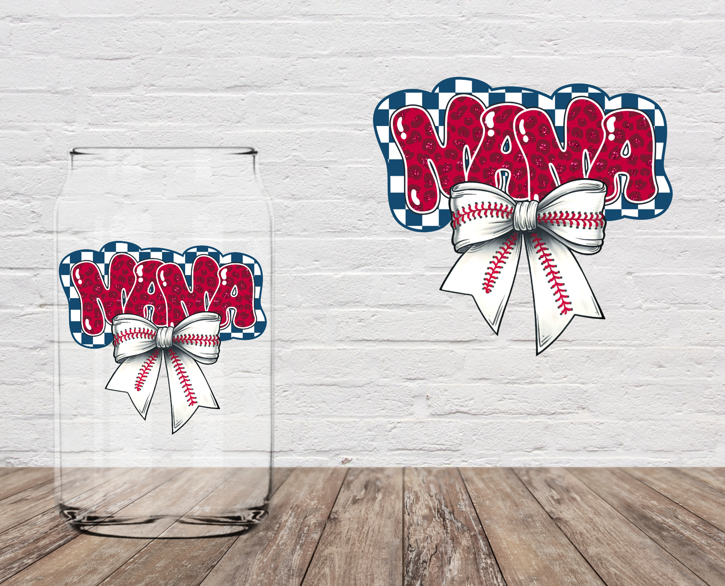 Mama Baseball Bow 4" UV DTF