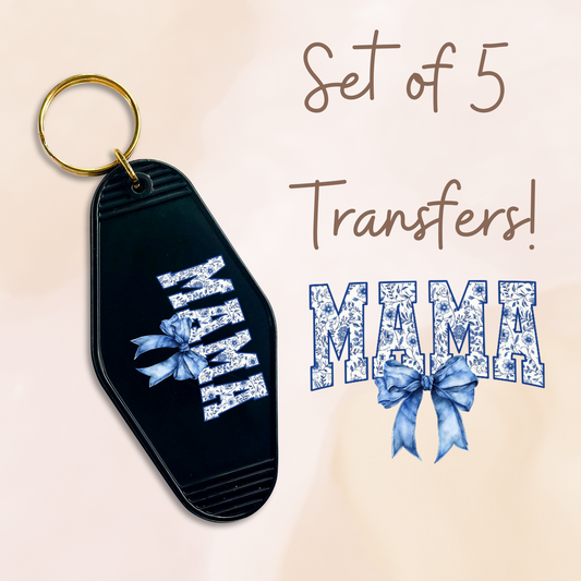 Blue Floral Mama MOTEL KEYCHAIN Transfer