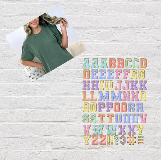 Faux Chenille Lettering Alphabet DTF