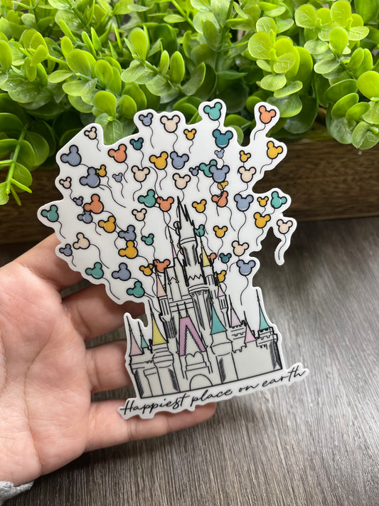 Happiest Place On Earth Balloons 5" Vinyl Sticker