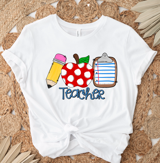 Teacher Pencil, Apple Clipboard DTF TRANSFER