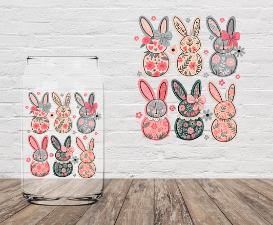 Six Floral Bunnies 4" UV DTF