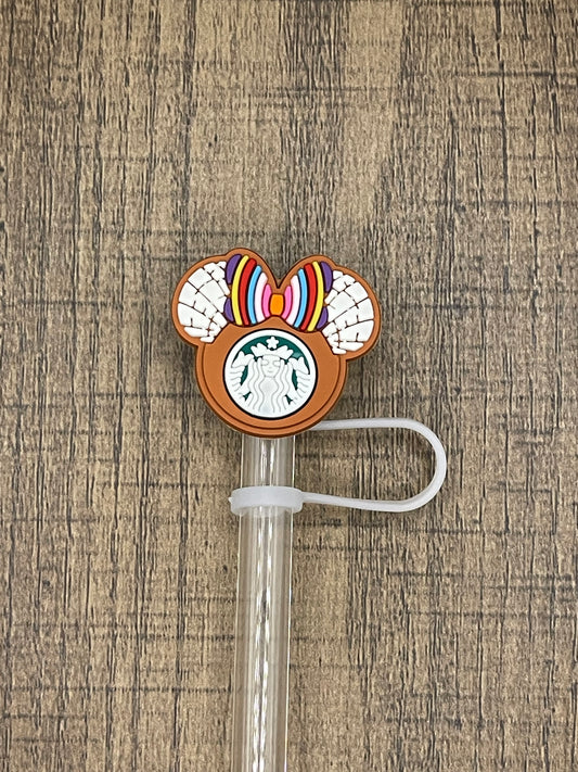 Hispanic Purple Bow Silicone Straw Topper