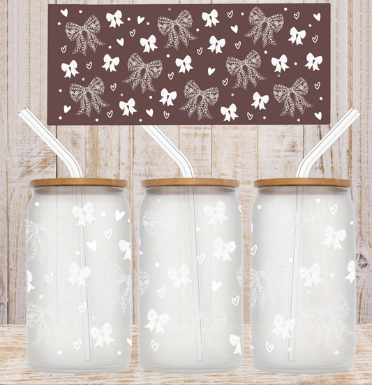 White Lace Bows UV DTF Wrap