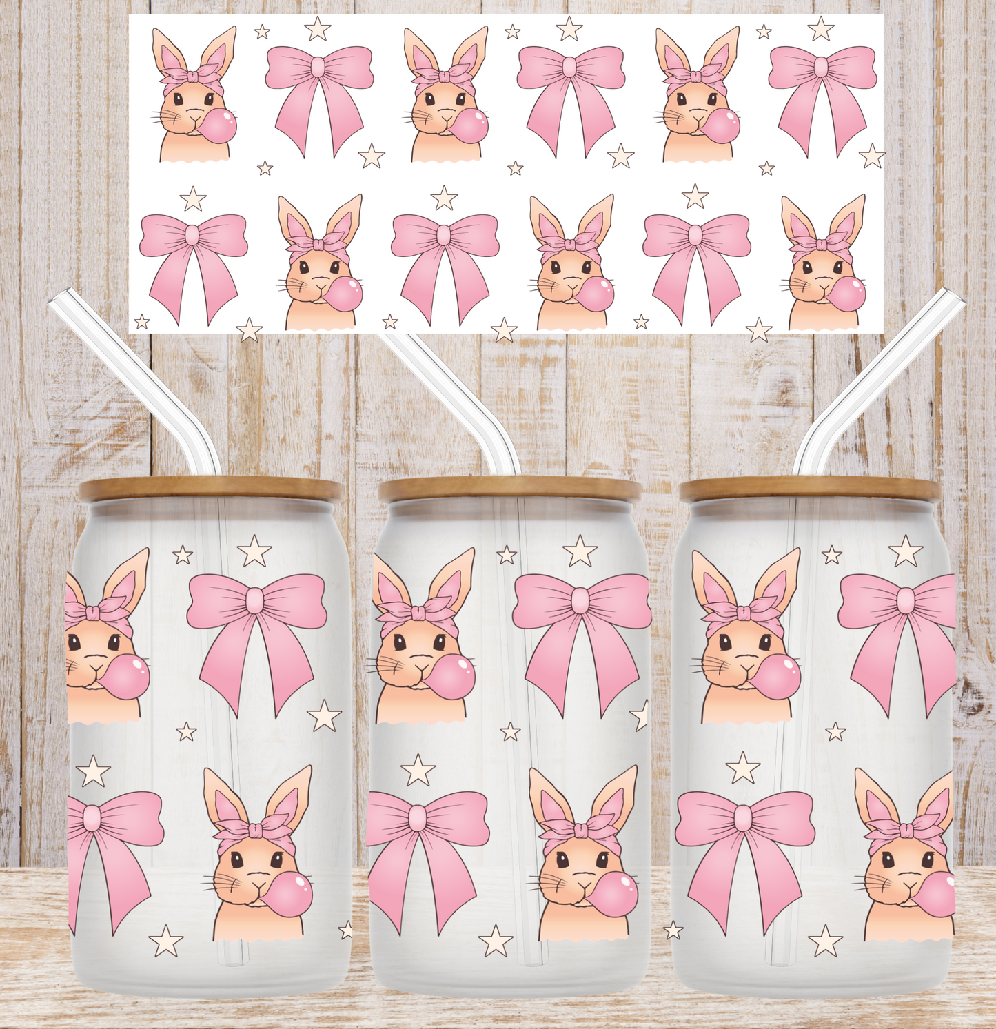 Bunnies and Pink Bows UV DTF Wrap