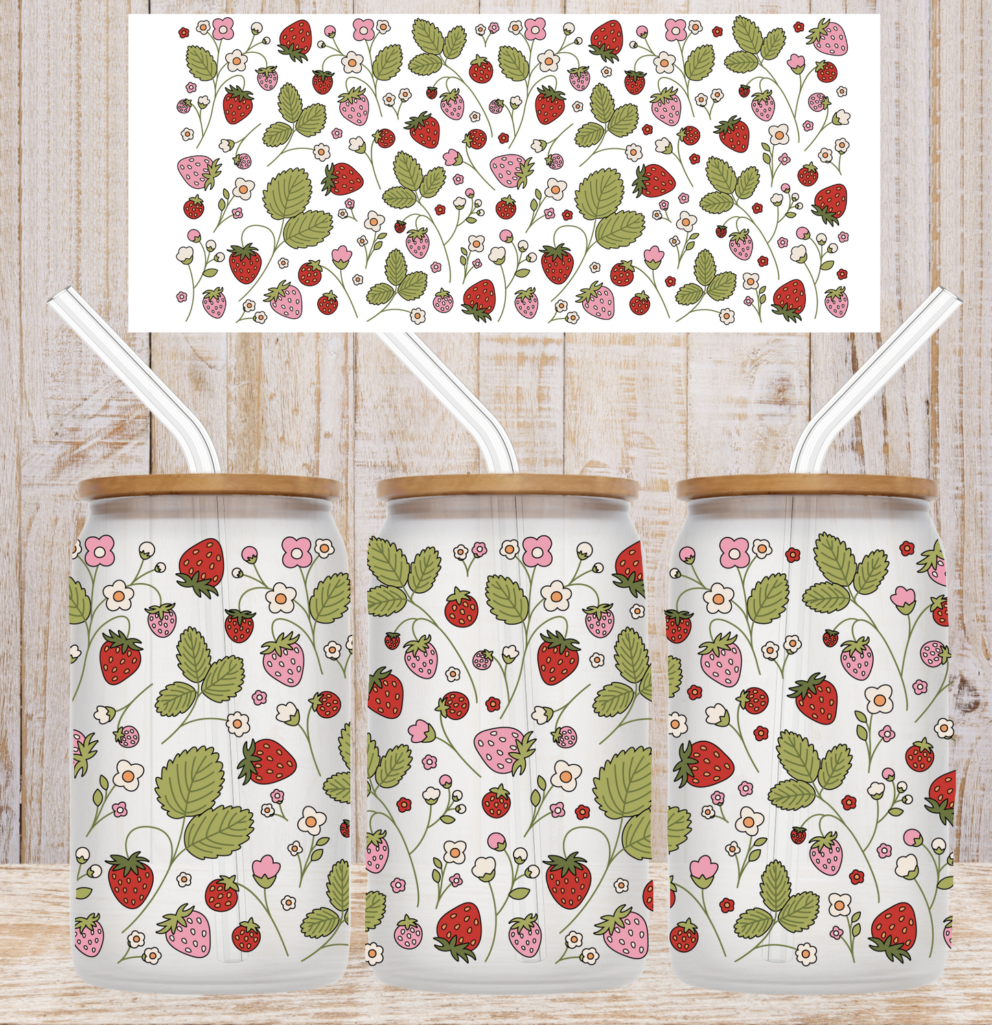 Strawberries on Vine UV DTF Wrap
