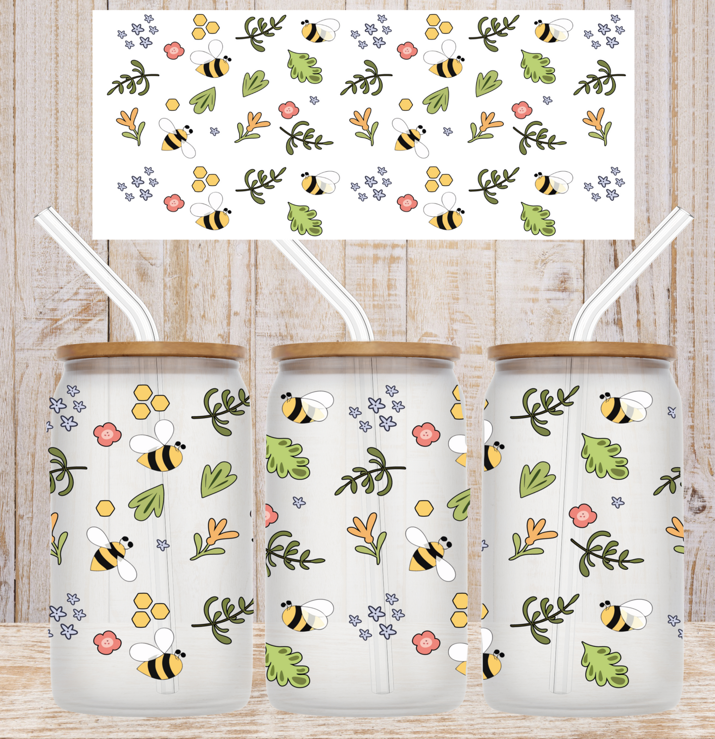 Floral Bees UV DTF Wrap
