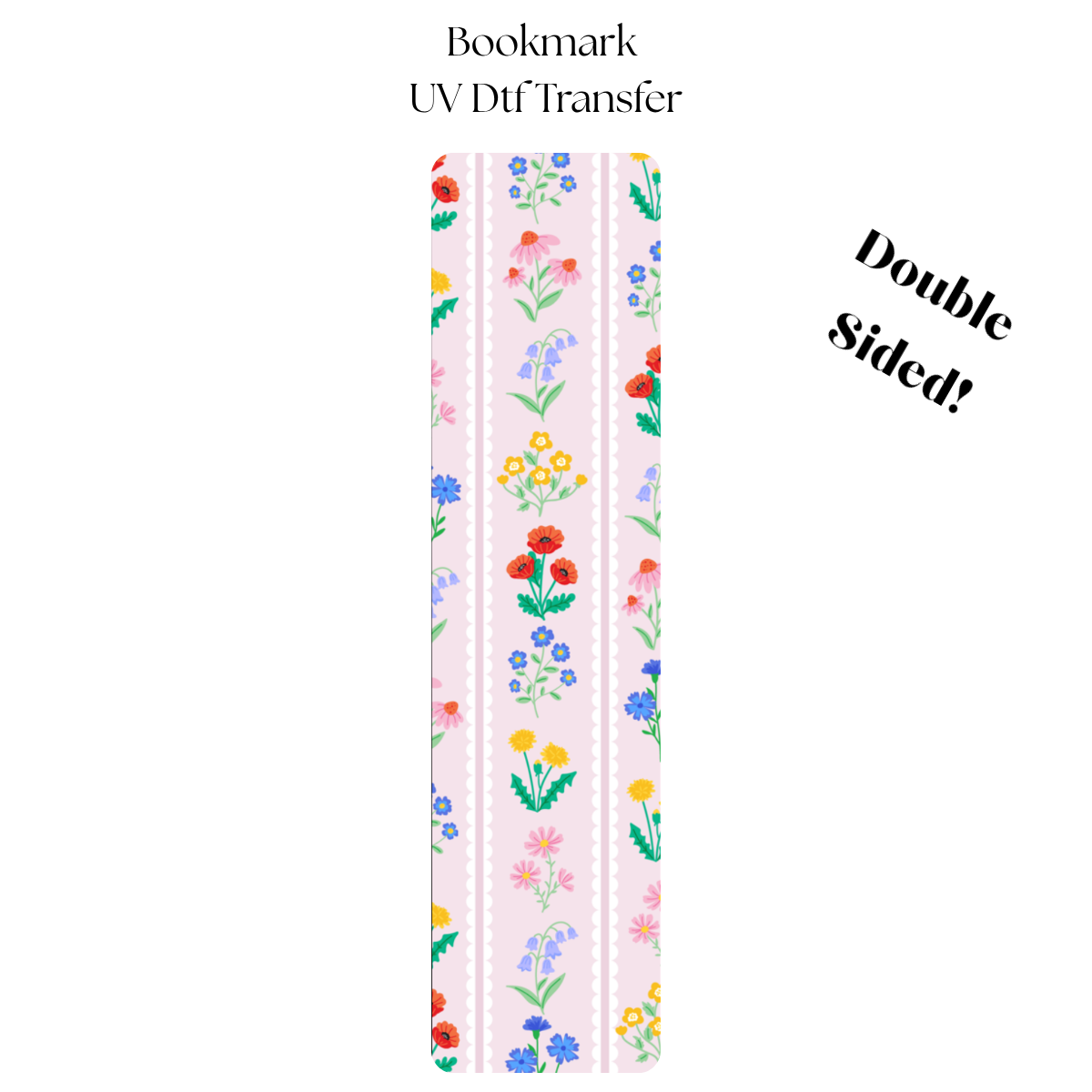 Pink Floral UV DTF Bookmark Transfer