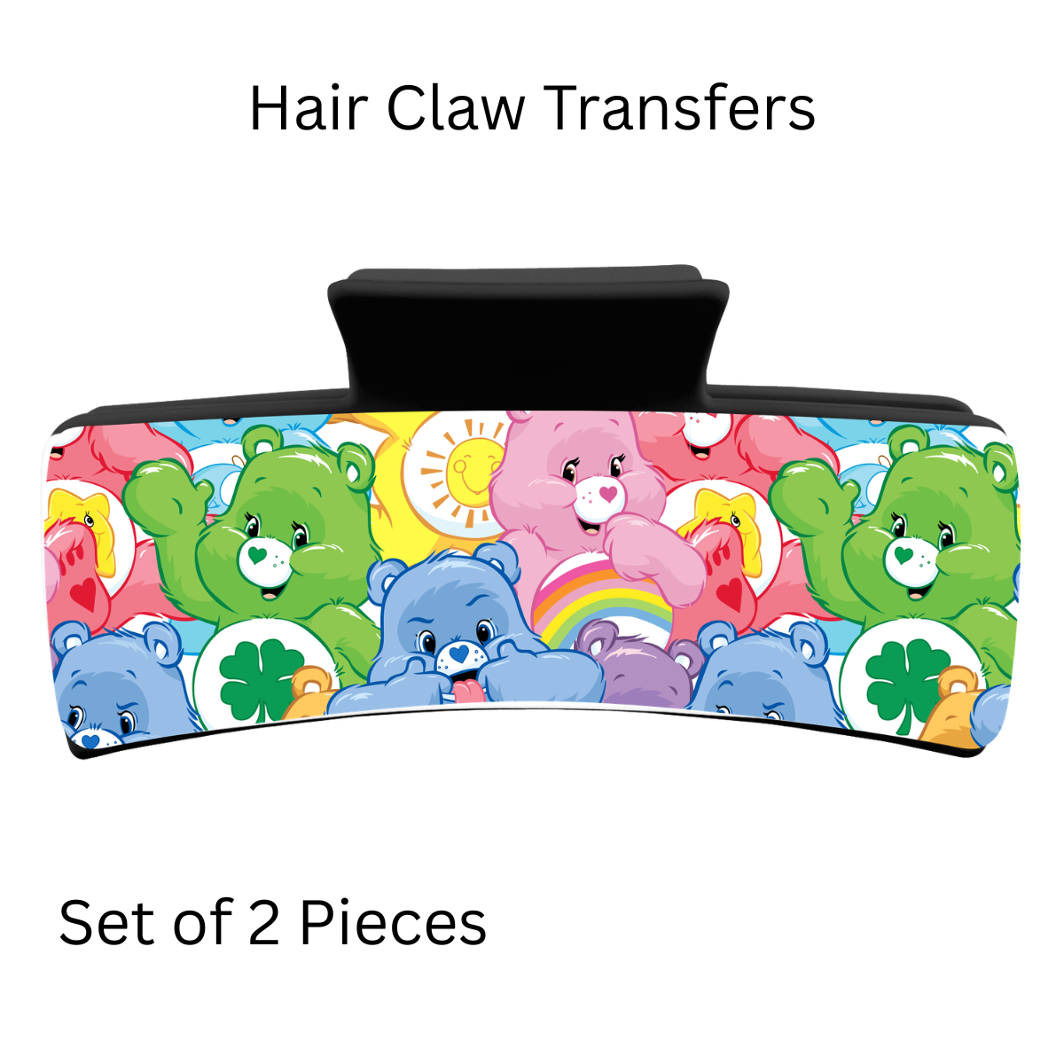 Colorful Bears UV DTF Transfer for 4” Claw Clip (Set of 2)