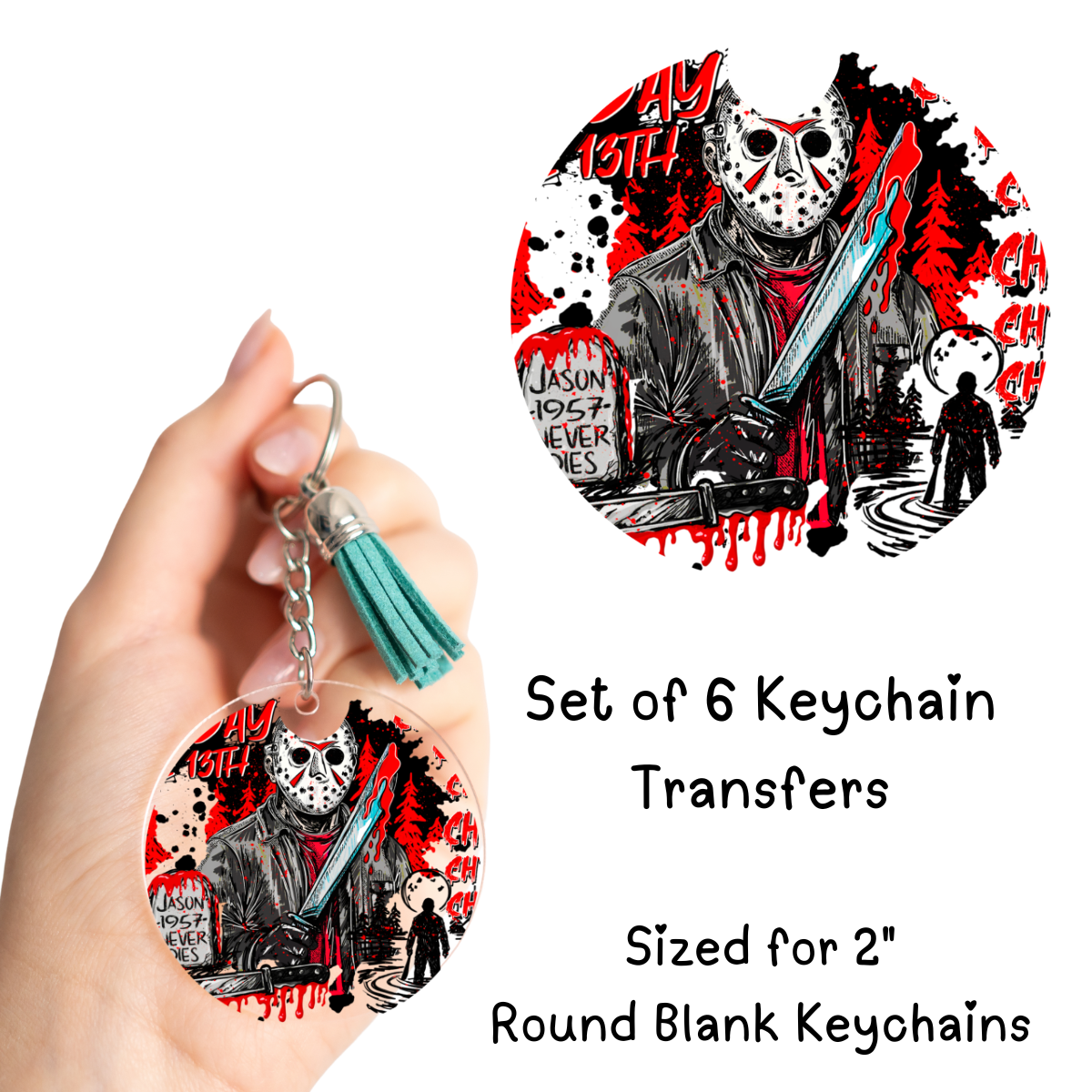 13 Friday Round Keychain Transfer Set of 6