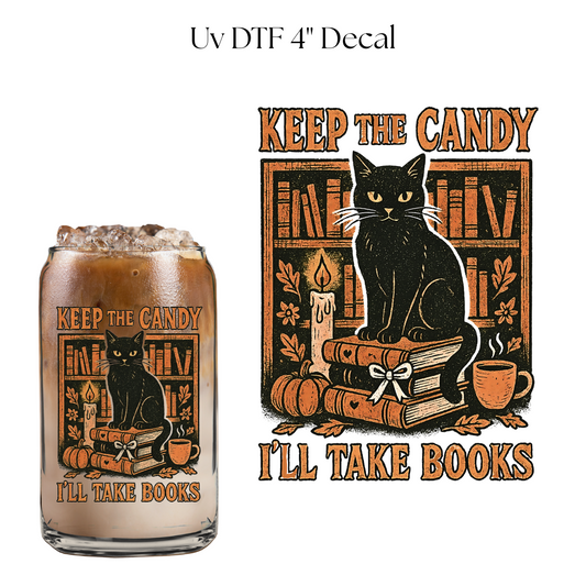 BLACK CAT KEEP THE CANDY 4” UV DTF Decal